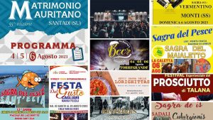 Eventi del 4, 5 e 6 agosto 2023 in Sardegna, manifesti