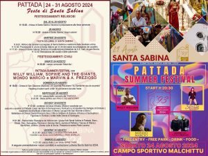 Festa di Santa Sabina a Pattada, manifesti con date e programmi