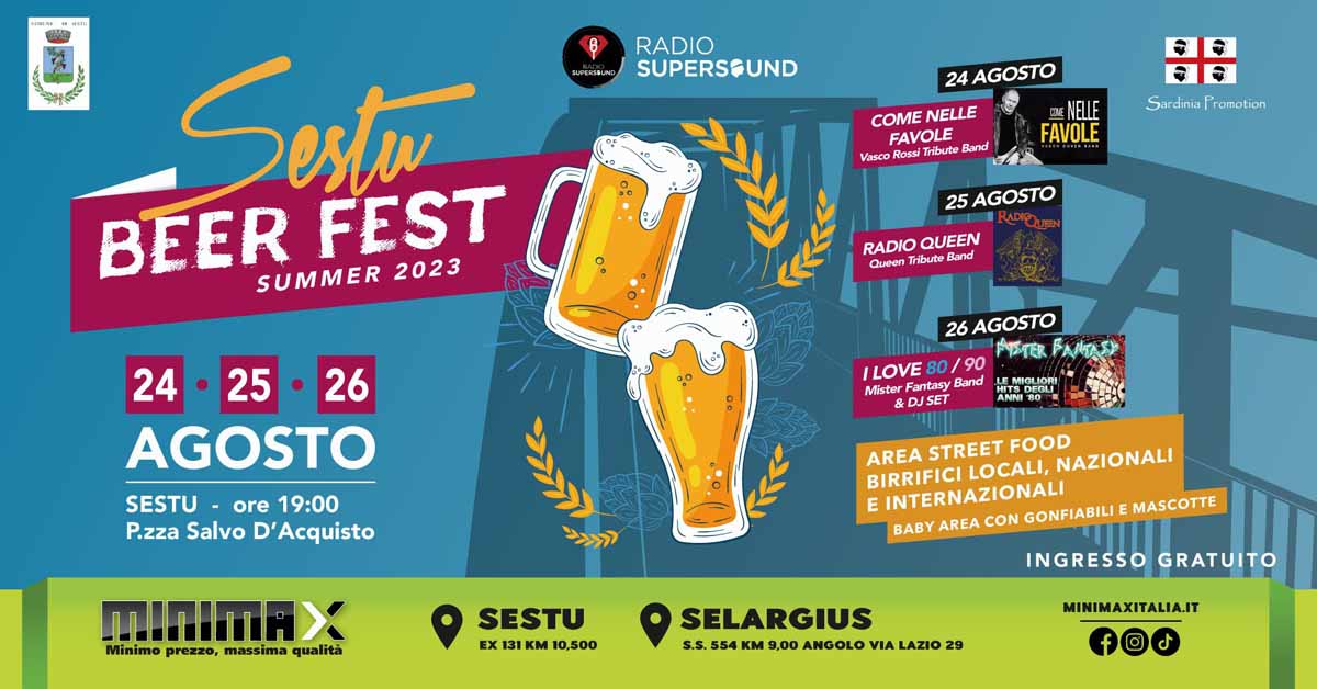 Sestu Beer Fest 2023 scopri il programma del 24, 25 e 26 agosto!