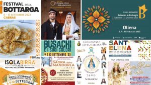 Eventi e sagre dell' 8, 9 e 10 settembre 2023 in Sardegna, manifesti