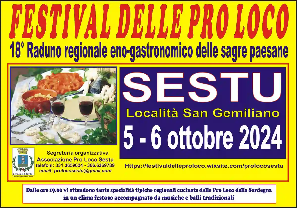 Festival delle pro loco 2024 a Sestu, manifesto con programma e date