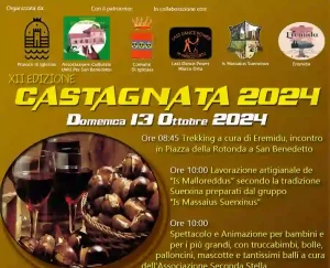 Castagnata San Benedetto 2024. Manifesto con programma, orari e data