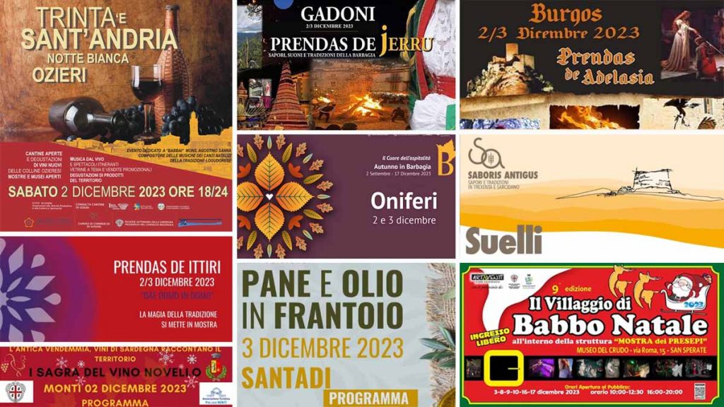 Eventi e sagre del 1, 2, 3 dicembre 2023 in Sardegna!