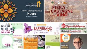 Eventi e sagre del 10, 11 e 12 novembre 2023 in Sardegna, manifesti