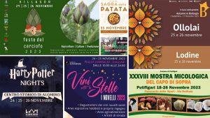 Eventi e sagre del 24, 25, 26 novembre 2023 in Sardegna, manifesti