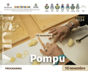 Isula 2024 a Pompu, manifesto con programma, data, orari e menù