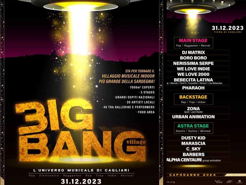 Big Bang Capodanno Cagliari 2024, programma e line up del festival musicale