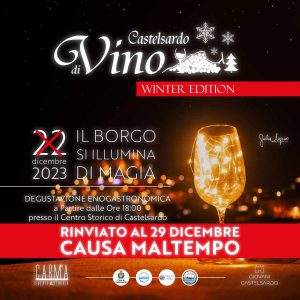 Castelsardo di Vino Winter Edition 2023, nuova data dopo il rinvio e manifesto