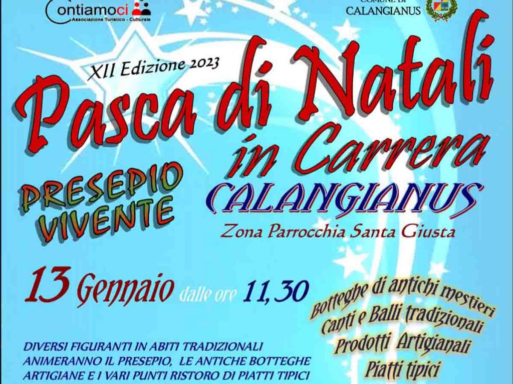 Pasca di Nadali Calangianus, manifesto con programma gennaio 2024