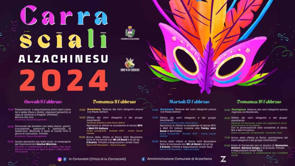 Carnevale Arzachena 2024, manifesto con date e programmi!