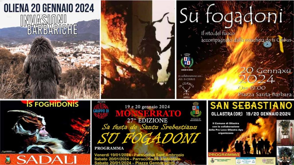 Eventi sagre e falò dl 19, 2o e 21 gennaio 2024 in Sardegna!