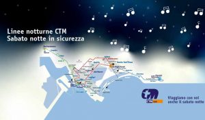 Cartina linee notturne del CTM nella città metropolitana di Cagliari