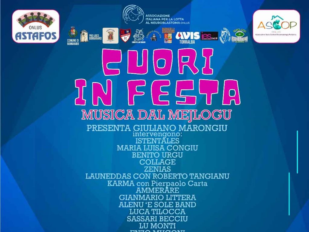 Cuori in festa 2024 a Bonnanaro, locandina con data e programma