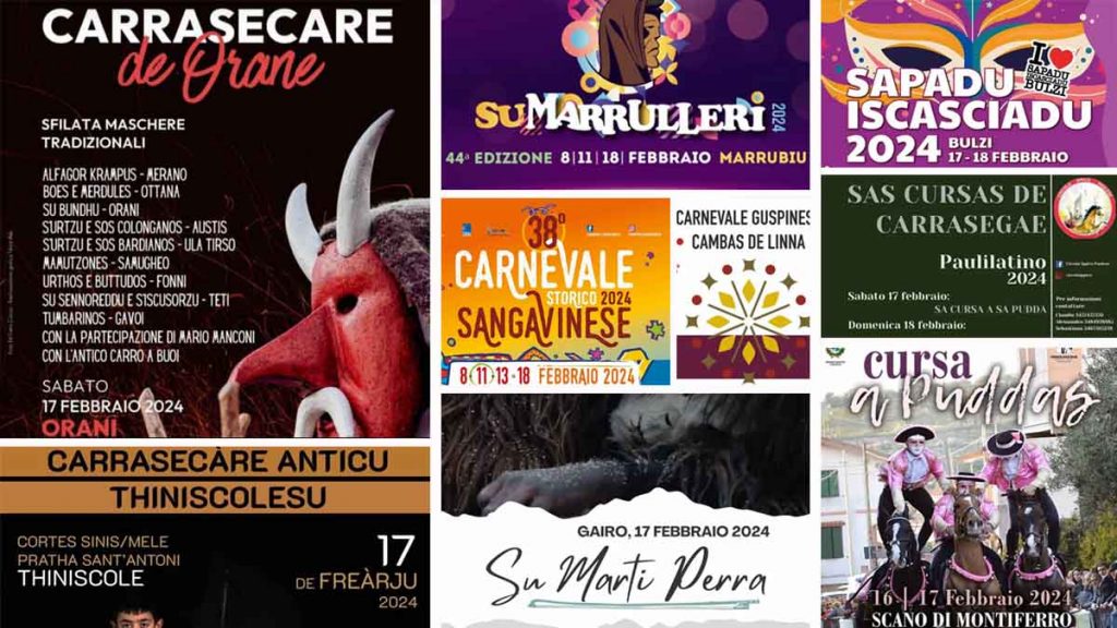 Eventi, sfilate e pentolacce di carnevale il 16, 17 e 18 febbraio 2024 in Sardegna