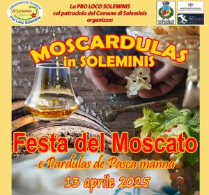 Festa del moscato e delle pardulas del 13 aprile 2025 a Soleminis. Manifesto con date, programma e orari | Sardegna in blog
