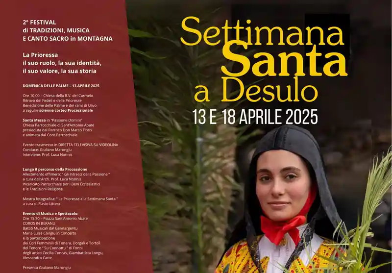 Domenica delle palme e Settimana Santa a Desulo 2025. Manifesto con programma, date e orari ufficiali | Sardegna in blog