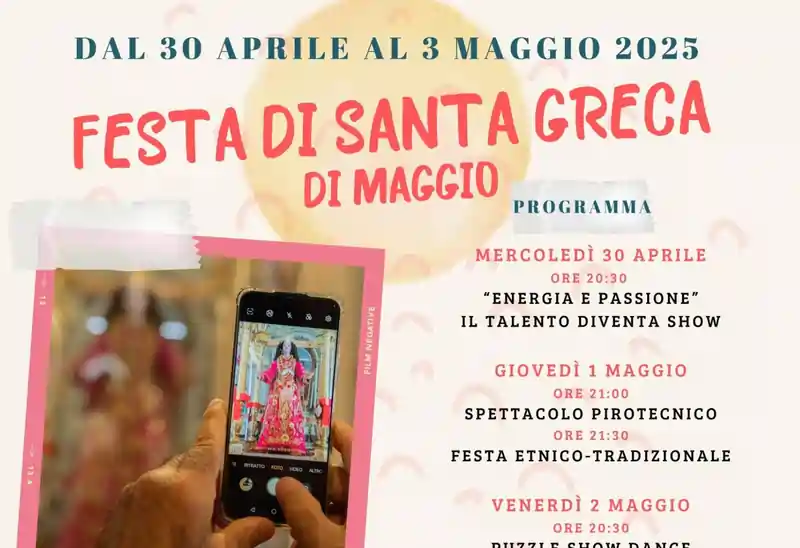 Festa di Santa Greca di Maggio 2025 a Decimomannu, manifesto con il programma civile e religioso | Sardegna in blog