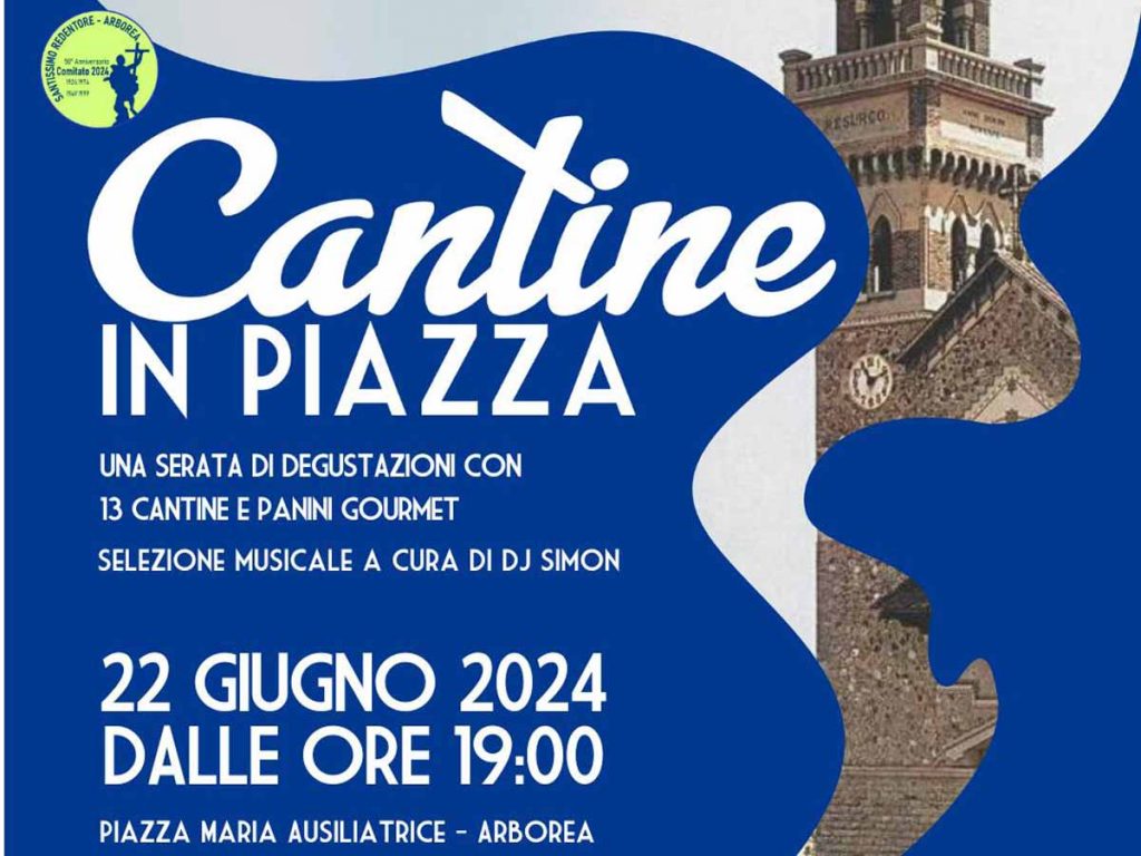 Cantine in piazza ad Arborea, manifesto con data e programma