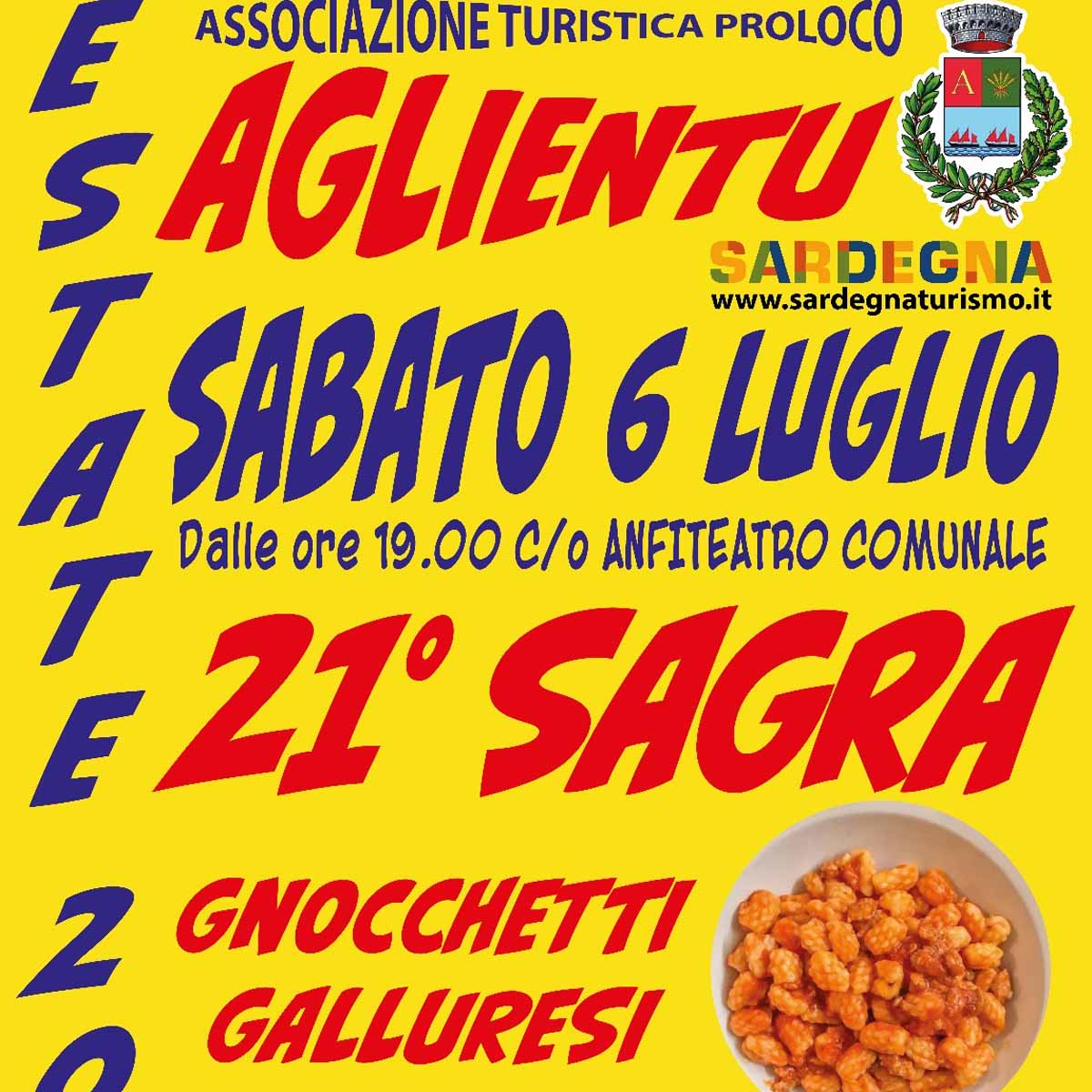 Sagra degli gnocchetti galluresi ad Aglientu, manifesto 2024