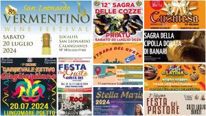 Eventi e sagre del 20 e 21 luglio 2024 in Sardegna, manifesti