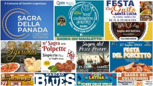 Eventi e sagre del 26, 27, 28 luglio 2024 in Sardegna, manifesti