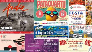 Eventi e sagre del 5, 6 e 7 luglio 2024 in Sardegna, manifesti