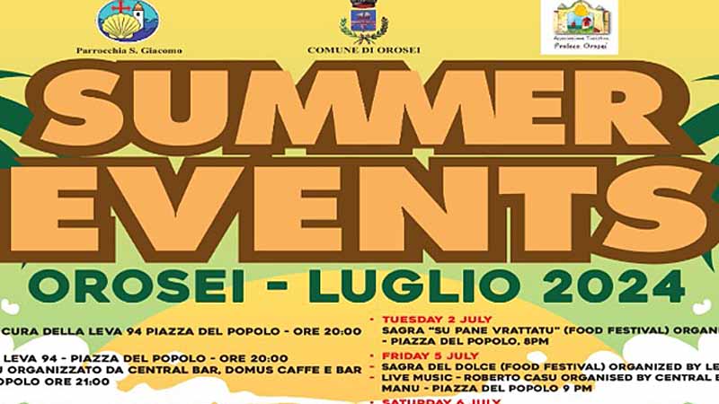 Eventi luglio 2024 a Orosei, manifesto