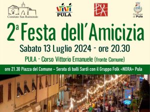 Festa dell'amicizia Pula 2024, manifesto con data e programma