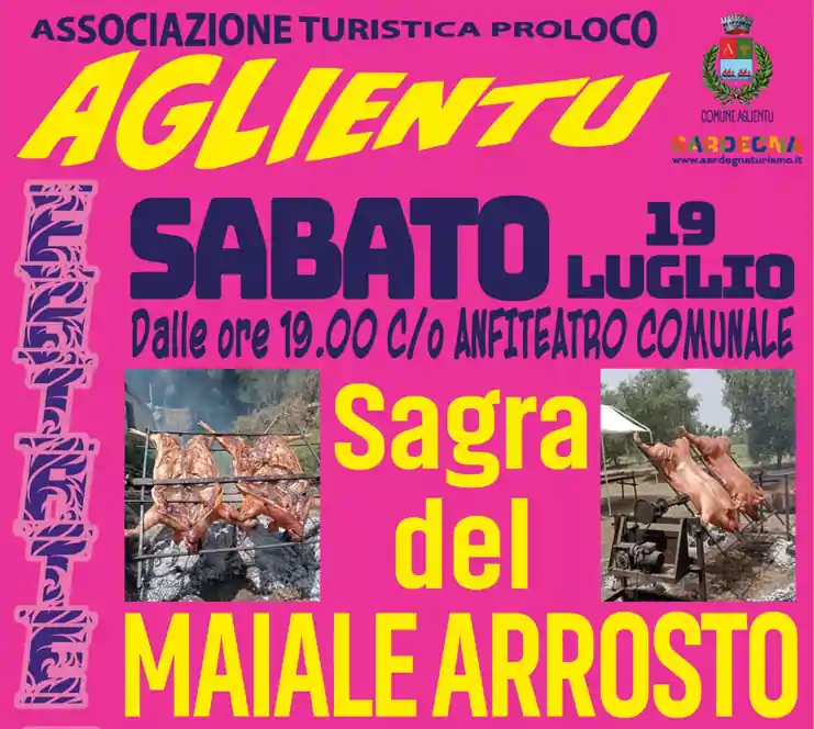 Sagra maiale arrosto Aglientu 2025, manifesto con data, programma e orari eventi | Sardegna in blog