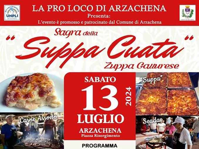 Sagra della suppa cuata ad Arzachena, manifesto con data e programma