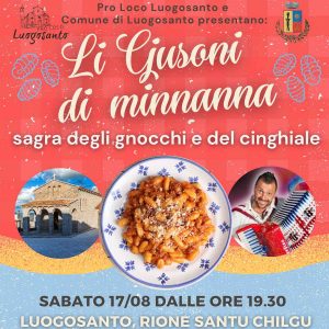 Sagra degli Gnocchi e del Cinghiale a Luogosanto, manifesto con data e programma