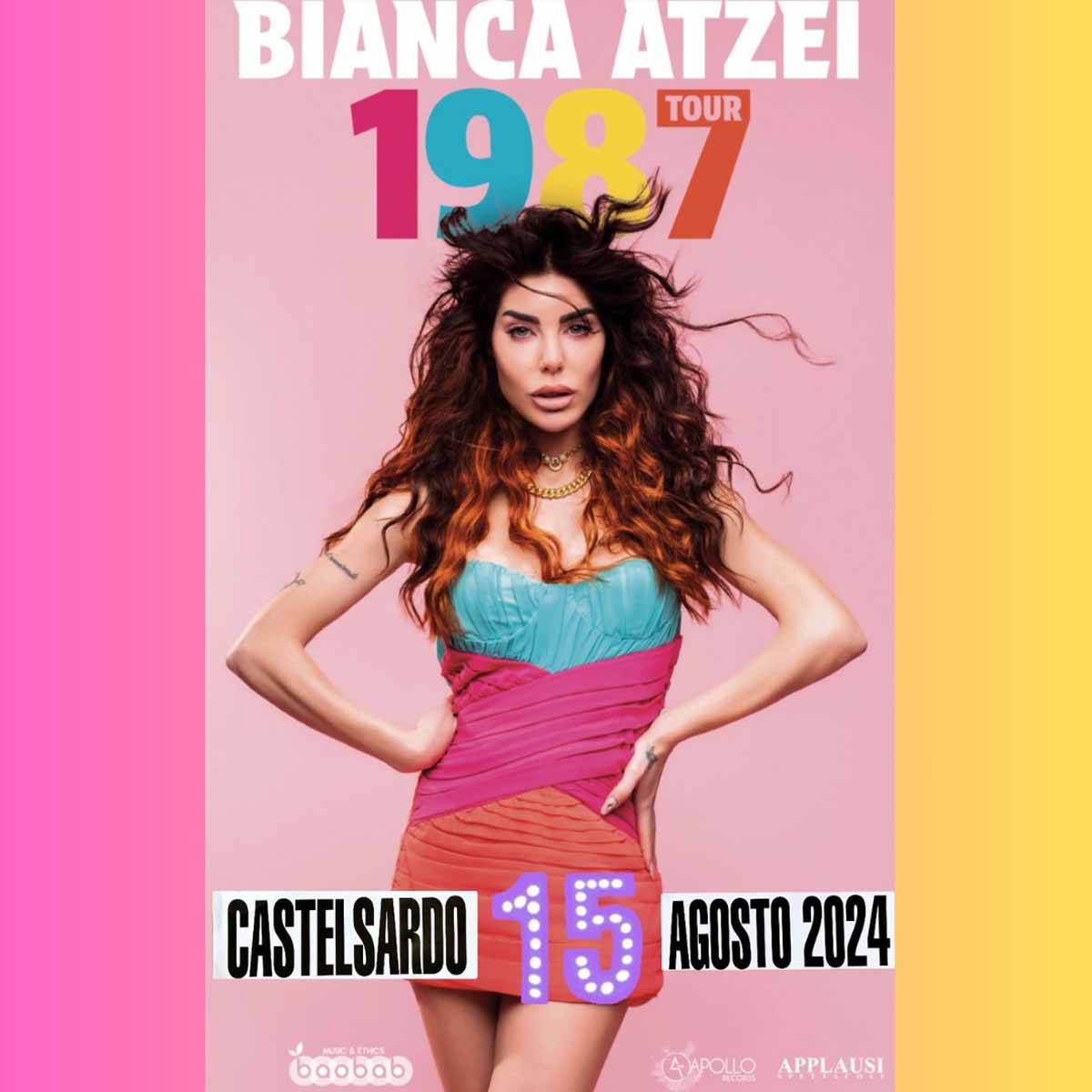 Concerto di Bianca Atzei per il Ferragosto 2024 a Castelsardo, locandina