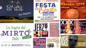 Eventi e sagre del 9, 10, 11 agosto 2024 in Sardegna, manifesti