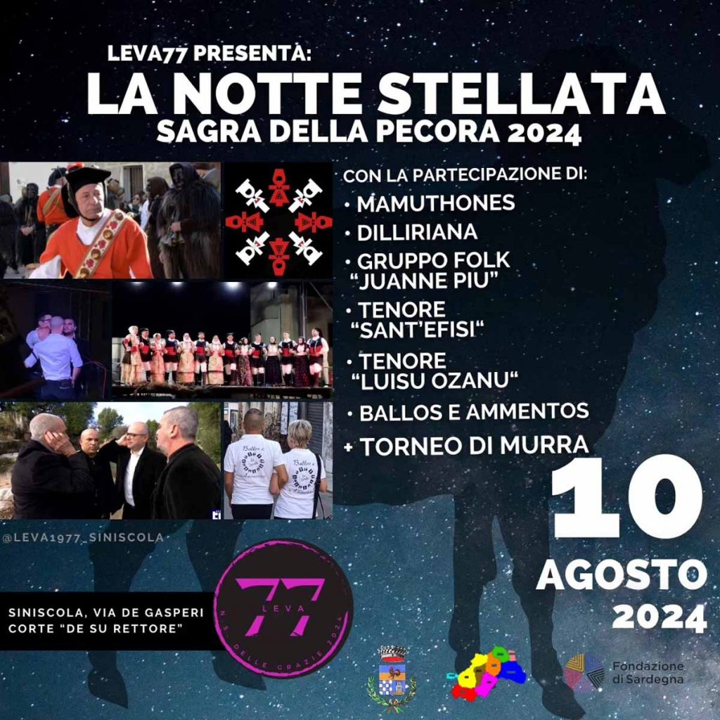 Sagra della pecora nella notte Stellata di San Lorenzo a Siniscola, manifesto con data e programma