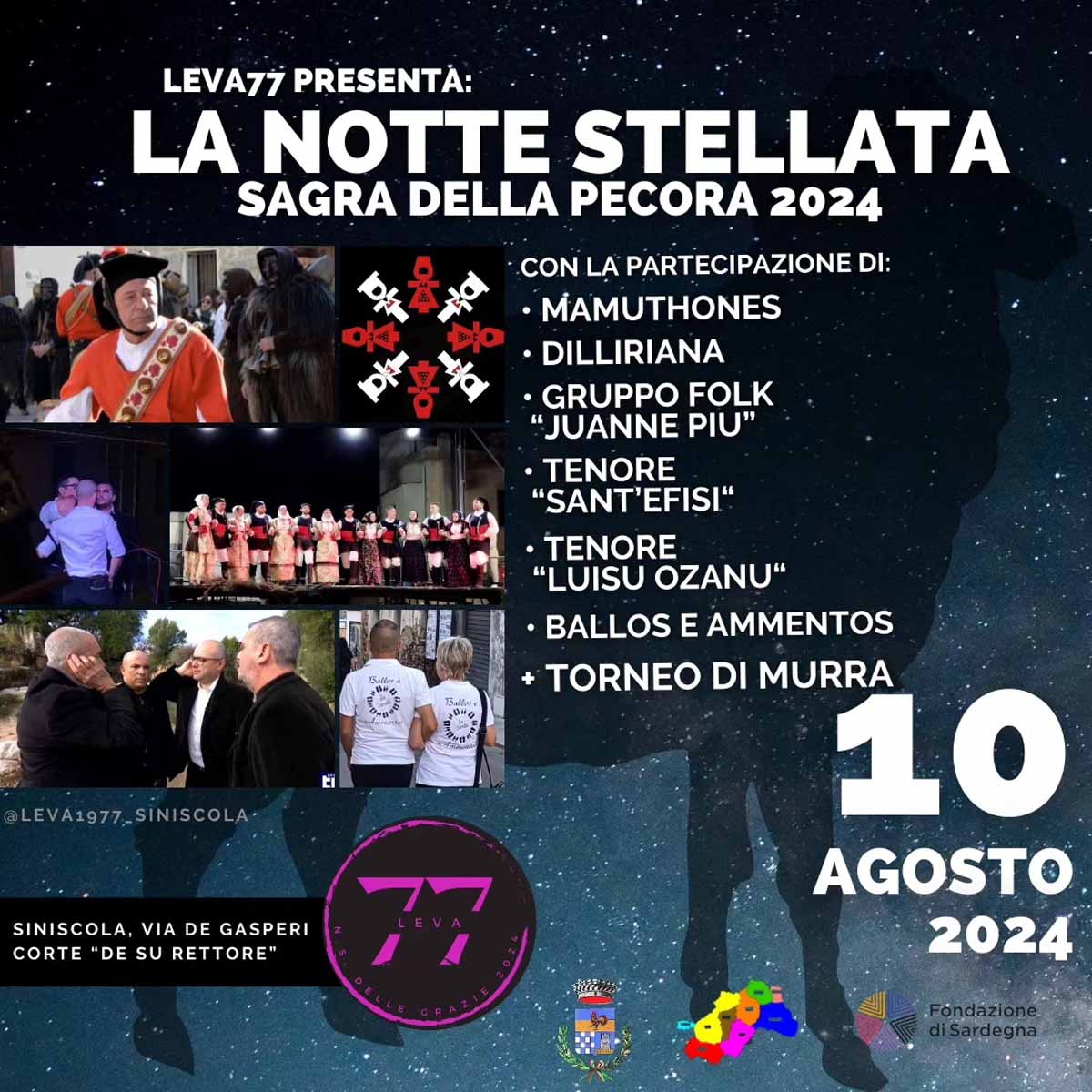 Sagra della pecora nella notte Stellata di San Lorenzo a Siniscola, manifesto con data e programma