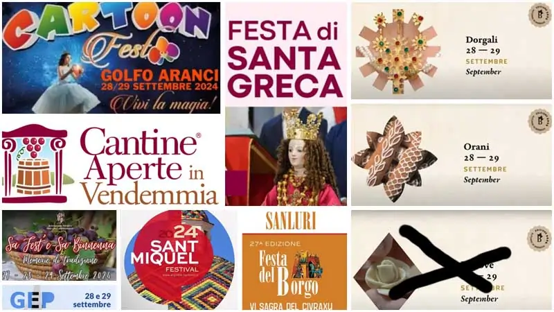Eventi e sagre del 27, 28 e 29 settembre 2024 in Sardegna, manifesti aggiornati