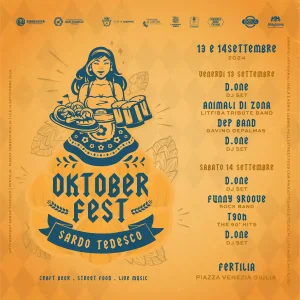 Oktober fest sardo tedesco, manifesto con il programma musicale 2024