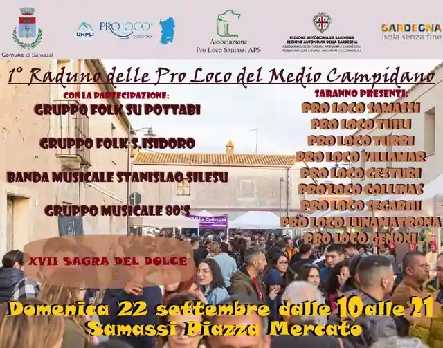 Raduno pro loco Medio Campidano e Sagra del dolce a Samassi, programma 2024