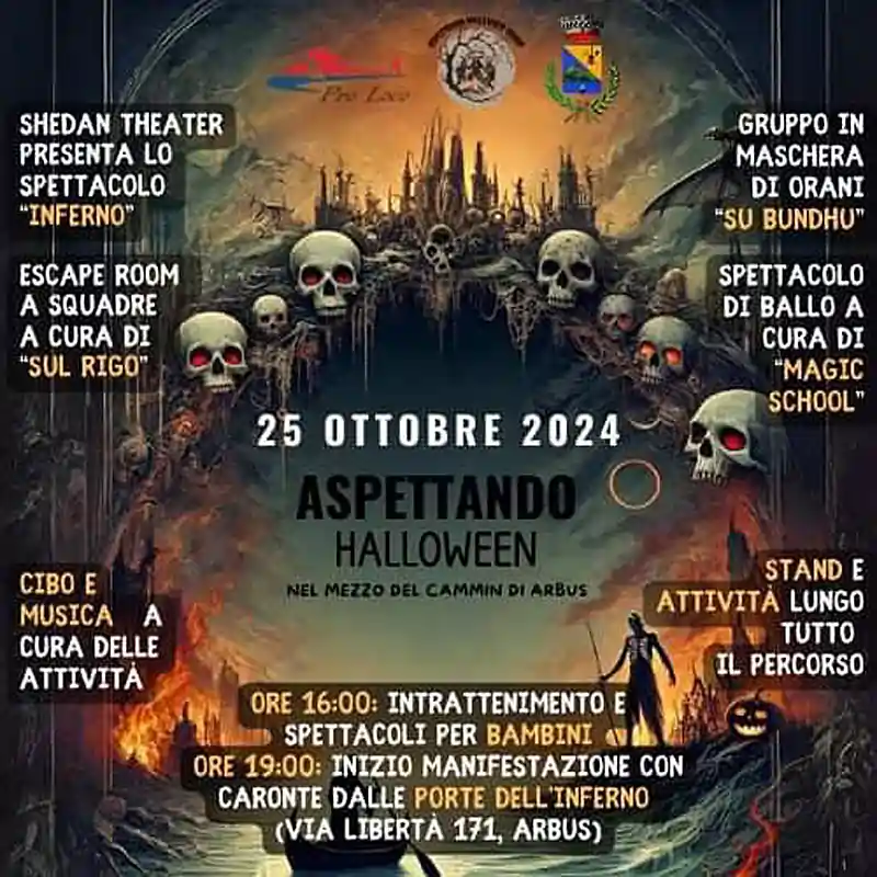 Aspettando Halloween ad Arbus, manifesto con programma e orari