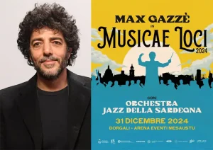 Capodanno 2025 a Dorgali, manifesto con il programma e gli orari del concerto di Max Gazzé