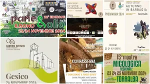 Eventi e sagre del 22, 23 e 24 novembre 2024 in Sardegna, manifesti con i programmi