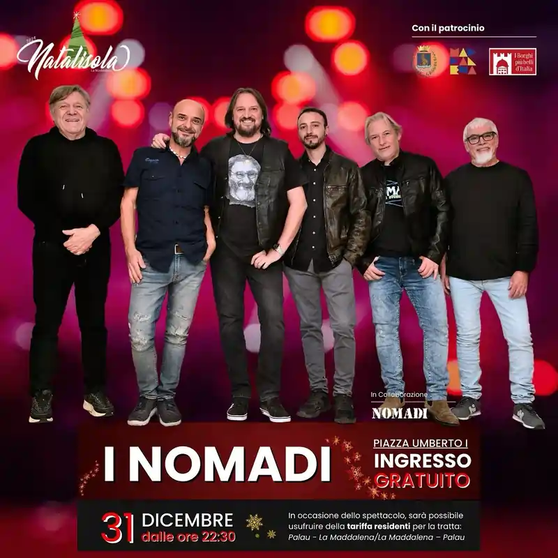 Capodanno 2025 a La Maddalena, programma e orari del concerto dei Nomadi