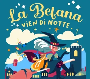 La Befana vien di notte a Iglesias, manifesto con programma, data e orari degli eventi