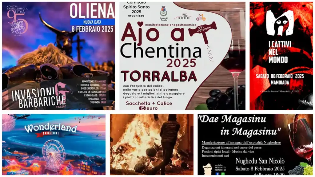 Eventi, sagre e sfilate del 7, 8 e 9 febbraio 2025 in Sardegna. Calendario e programmi.