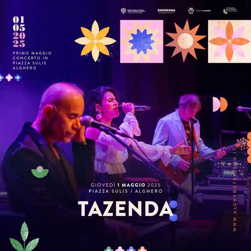Concerto 1 maggio Alghero Tazenda 2025, manifesto con programma e orari | Sardegna in blog