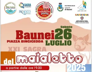 Sagra del maialetto 2025 a Baunei, manifesto con data, programma, menù e orari | Sardegna in blog